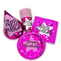 Набор Happy Birthday, хром розовый 4 предмета.
