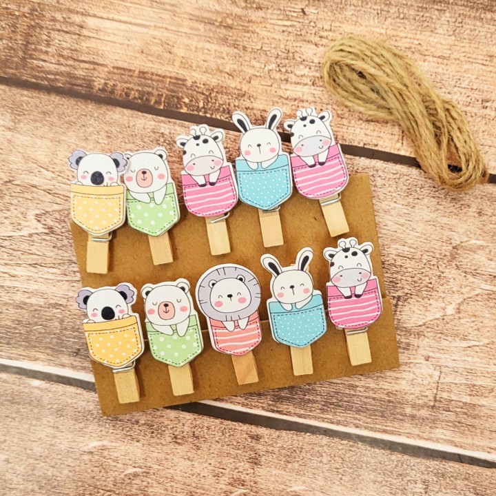 Прищепки фигурные Животные 10 шт.