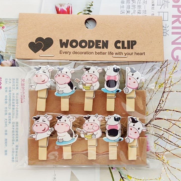 Прищепки фигурные Корова 10 шт.