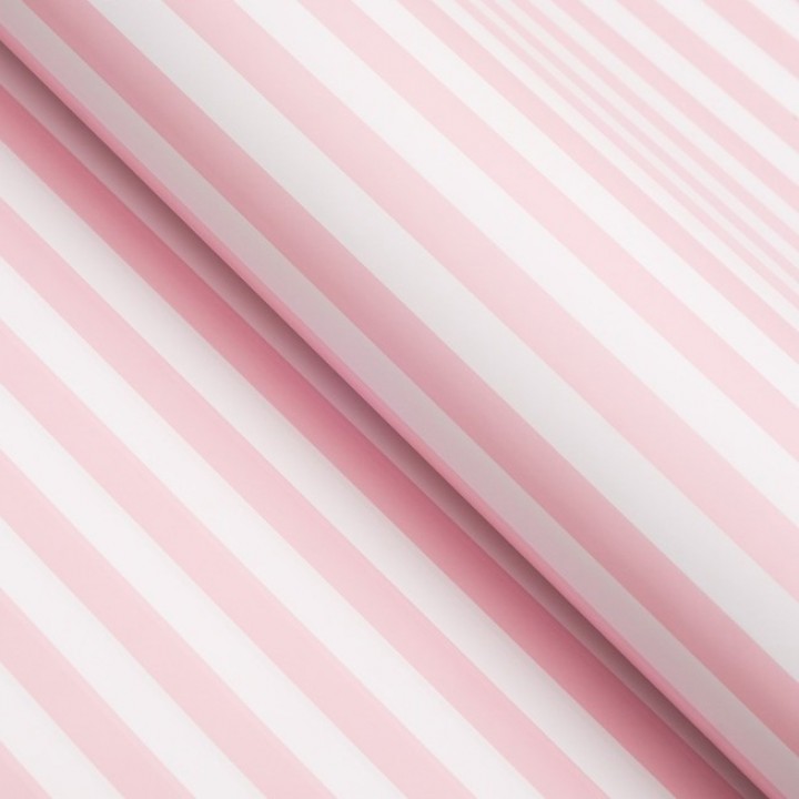 Бумага упаковочная глянцевая, полоски, 49 х 70 см. Розовая
