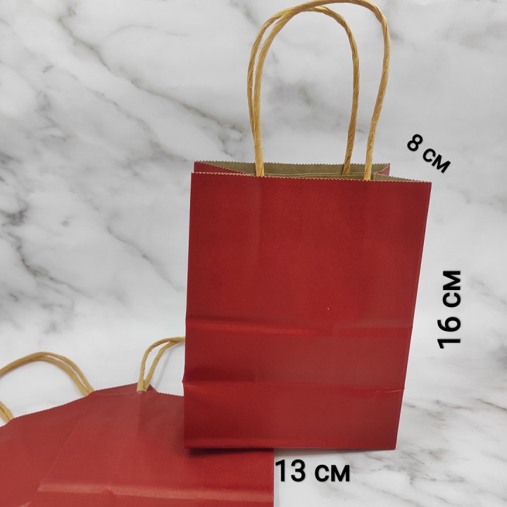 Крафт пакет бордовый 12шт, 12х16 см.