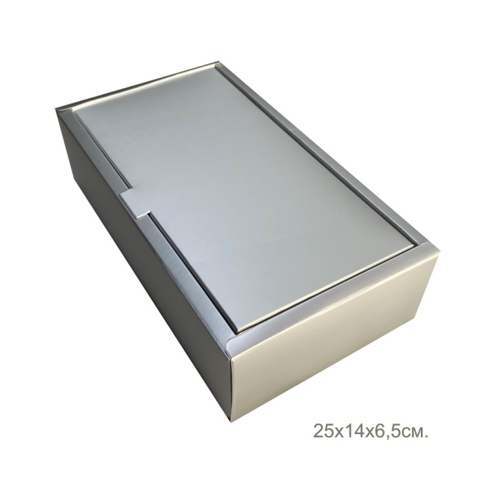 Подарочная коробка серебристая, 25х14х6,5 см.