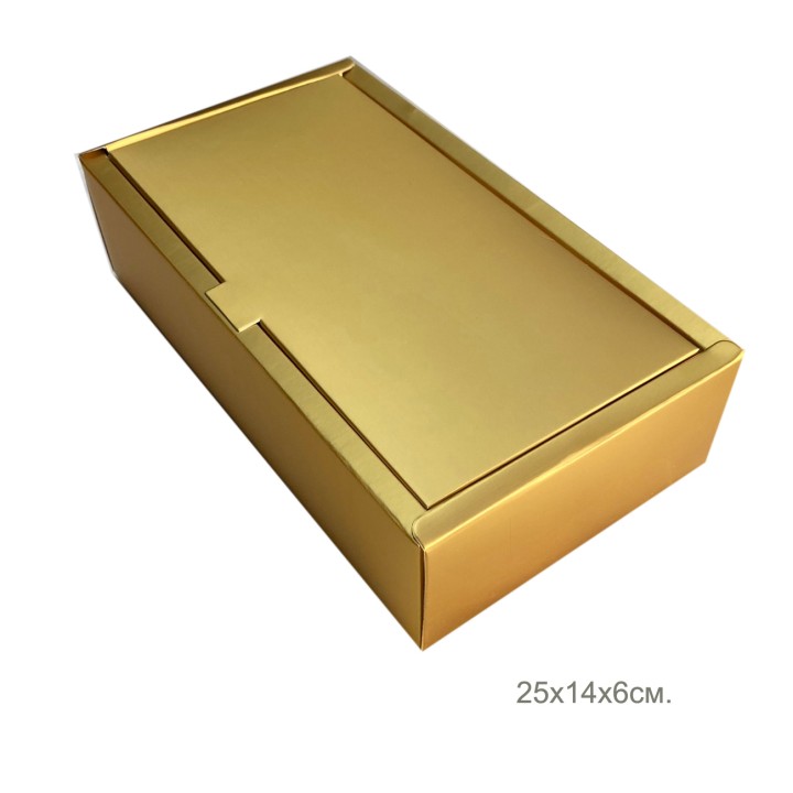 Подарочная коробка золотистая, 25х14х6,5 см.