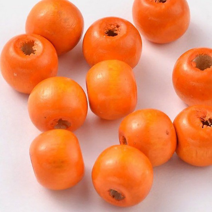 Деревянные бусины, оранжевый 1х0,9см. (10шт)