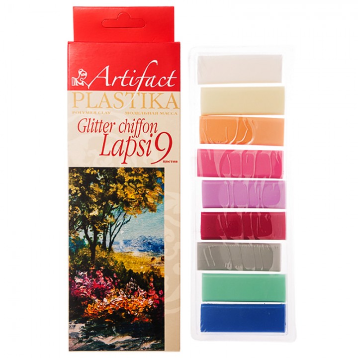 Набор пластики Artifact LAPSI SHIFFON с блестками, 9 цветов
