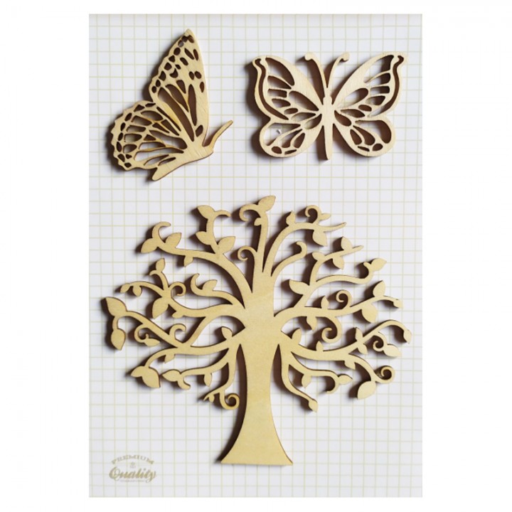 Набор декоративные элементы "Дерево и бабочки"